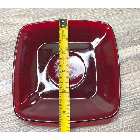 Vintage Anchor Hocking Royal Ruby Red Charm Glass Saucer 5.25" Plate Christmas - Picture 2 of 4